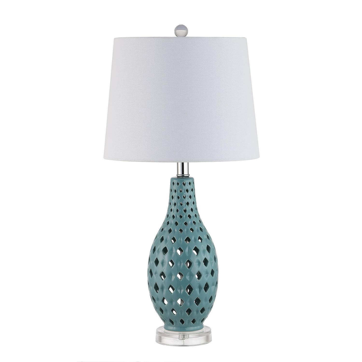 Safavieh Harlem 25 in. Modern Ceramic Table Lamp， Blue