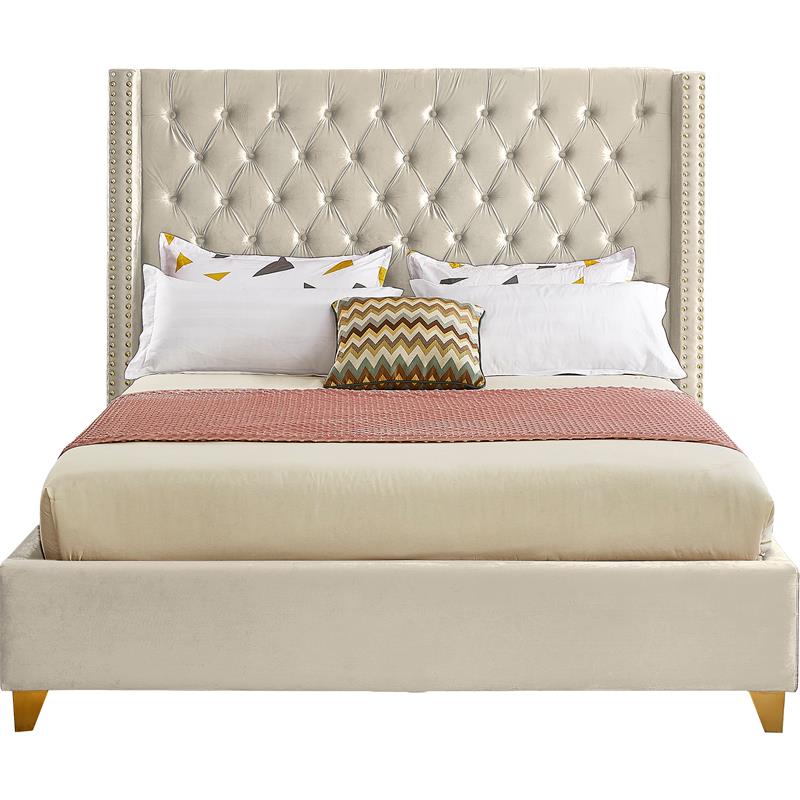 Meridian Furniture Barolo Cream Velvet King Bed