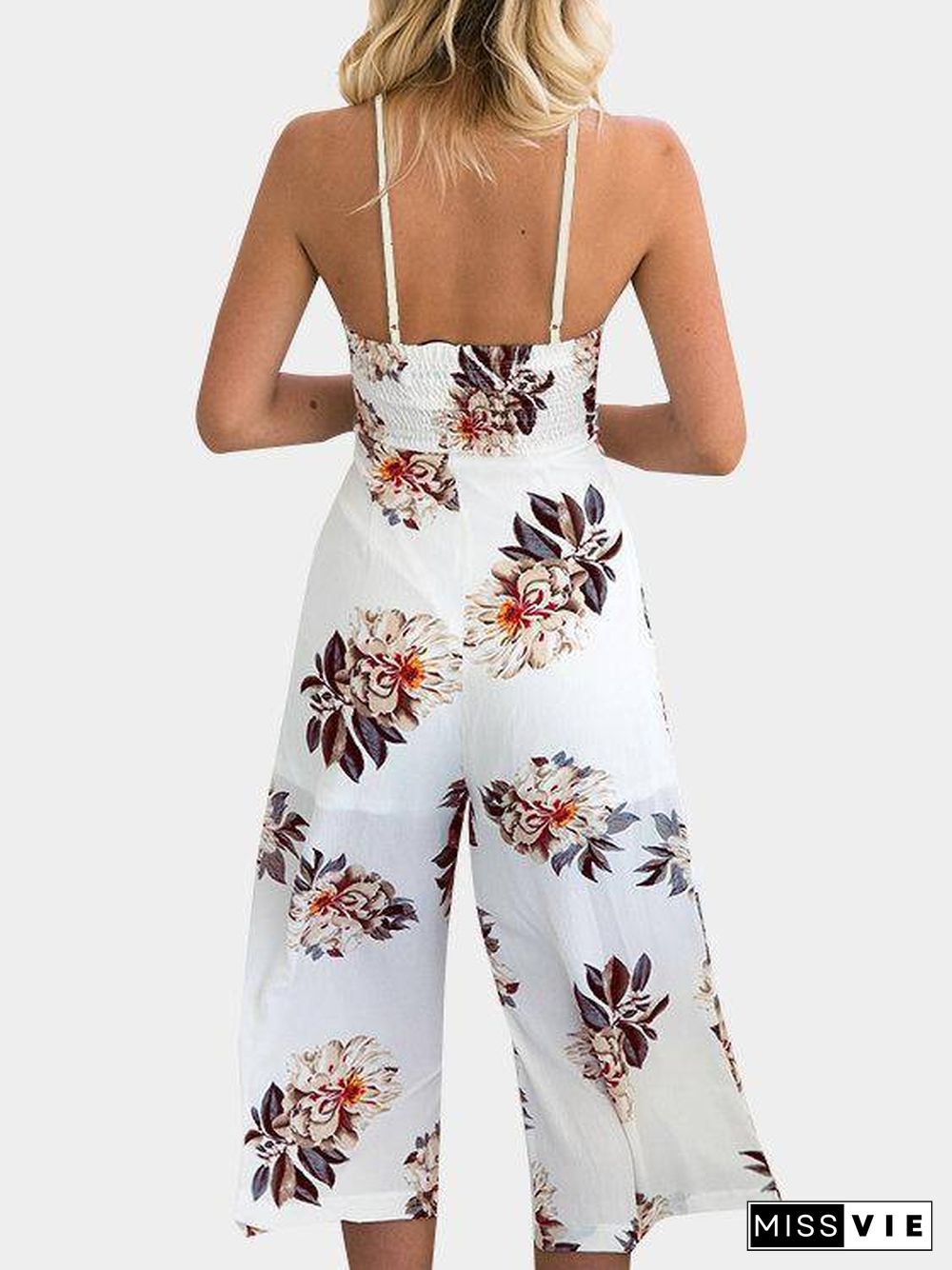 Floral Print Wide Leg Jumpsuit