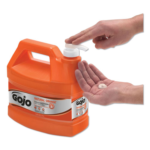 Gojo NATUAL ORANGE Pumice Hand Cleaner | Citrus， 1 gal Pump Bottle， 4