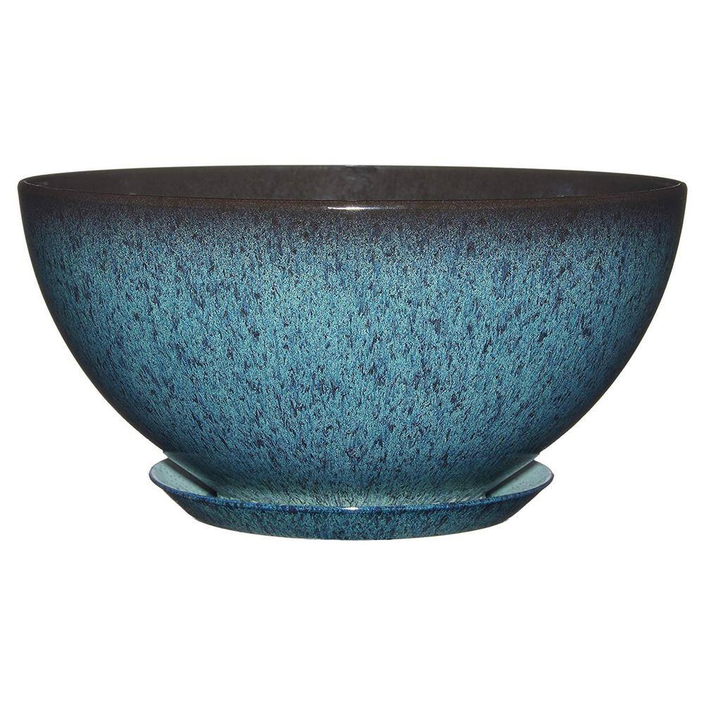 CHG CLASSIC HOME  GARDEN 10 in. Indigo Speckle Rosie Bowl Resin Planter 9010D-375R