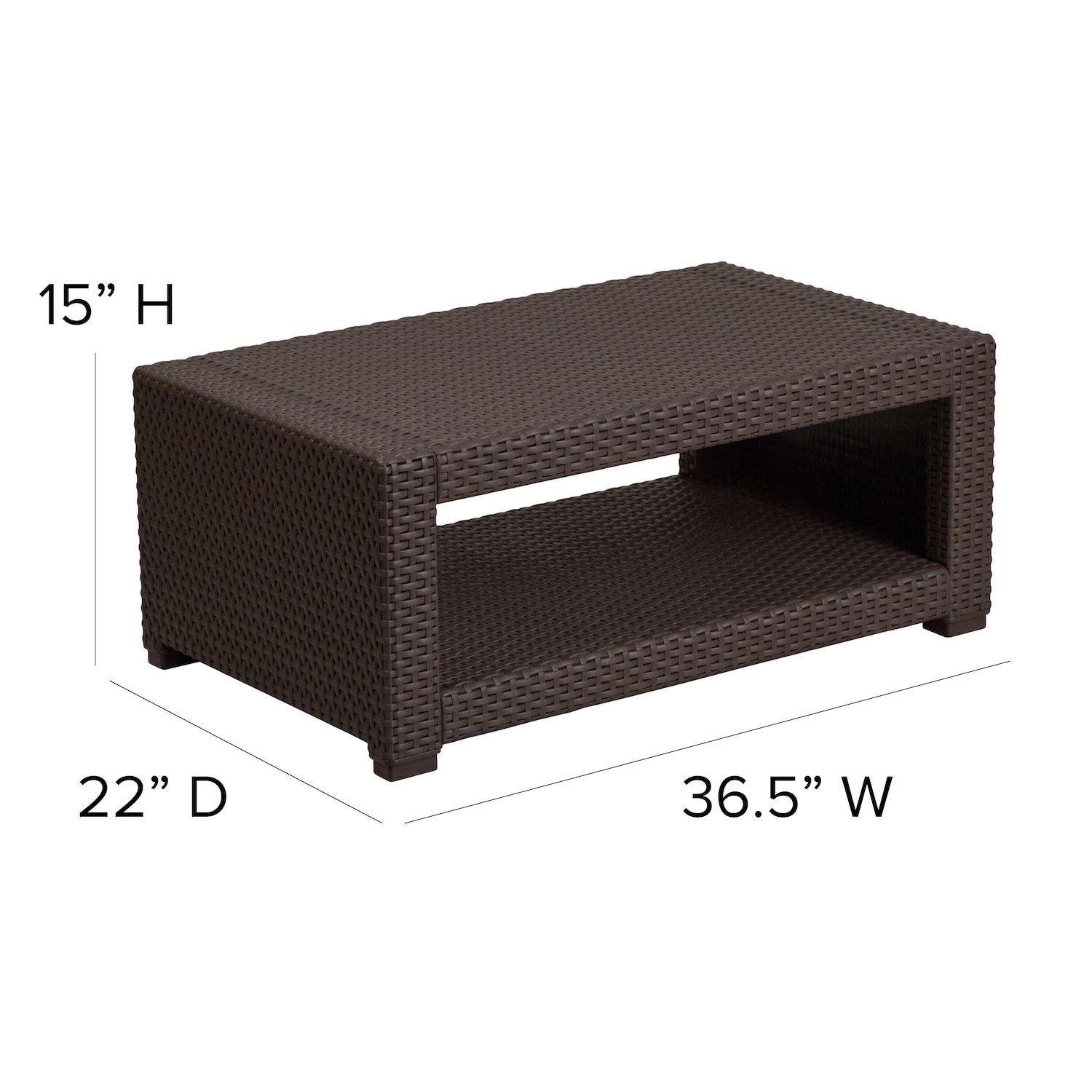 Flash Furniture 1-Shelf Patio Coffee Table