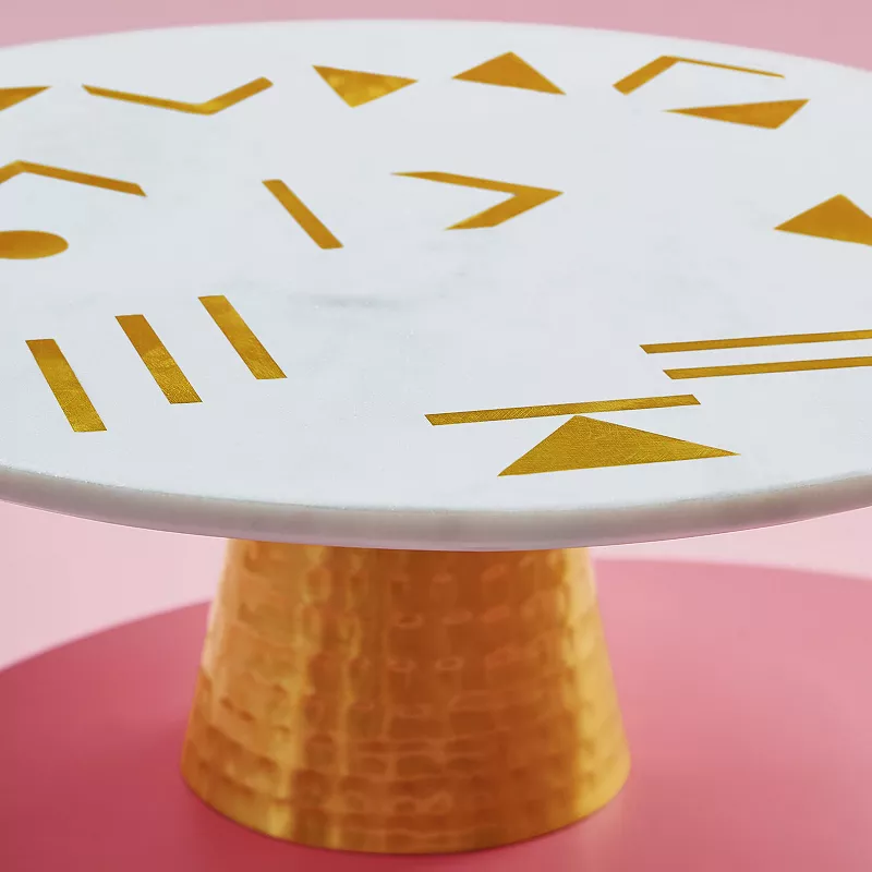 GAURI KOHLI Olympia Marble and Gold Cake Stand 12