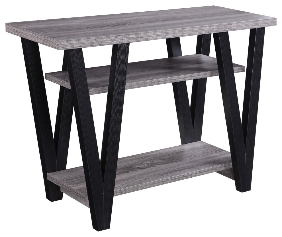 Stevens V shaped Sofa Table Black and Antique Grey   Modern   Console Tables   by Modon  Houzz