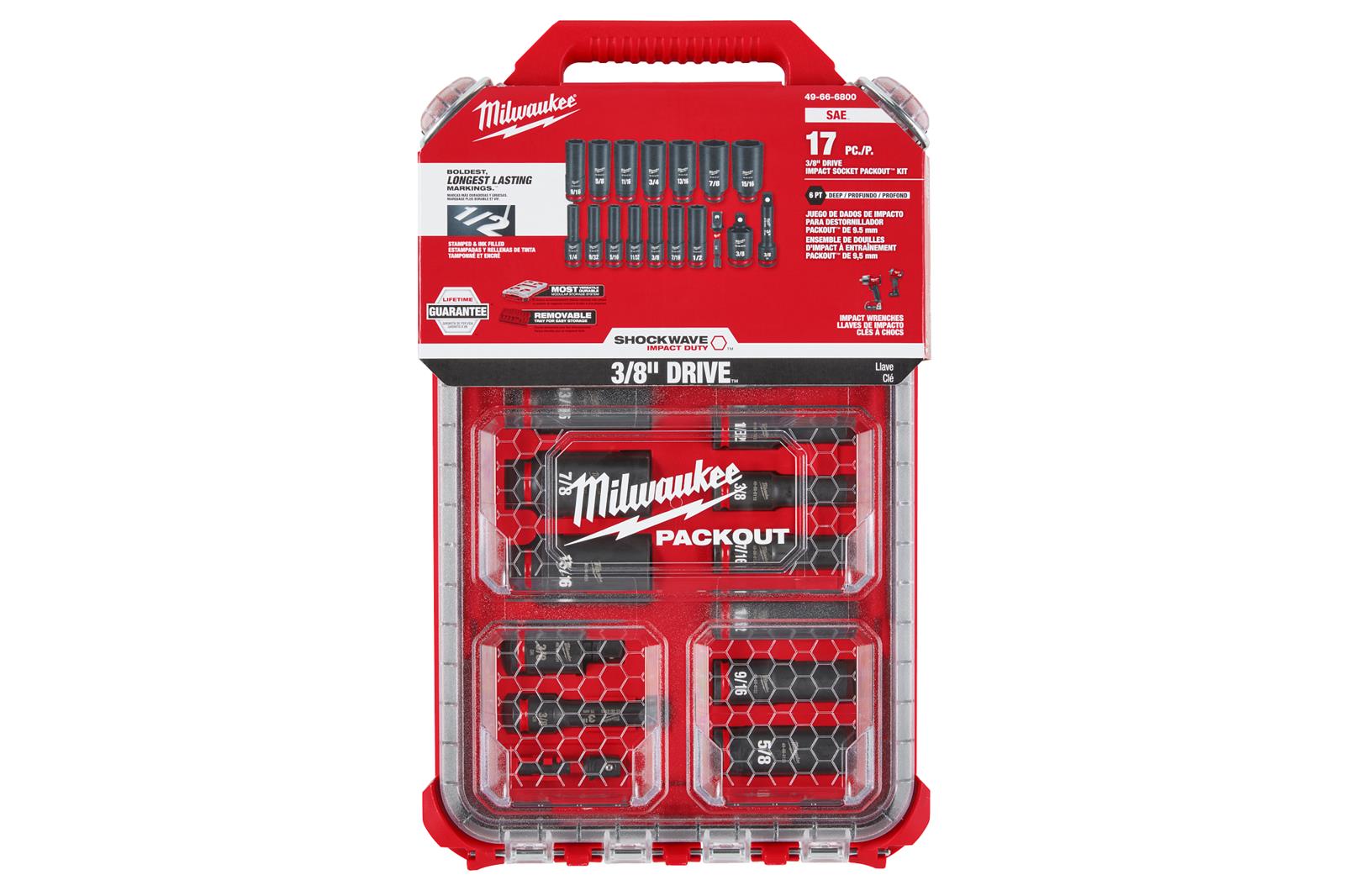 Milwaukee Tool 49-66-6800 Milwaukee PACKOUT SHOCKWAVE Impact-Duty Sockets Sets