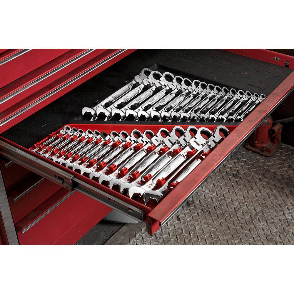 MW 144-Position Flex-Head Ratcheting Combination Wrench Set Metric (15-Piece) 48-22-9513