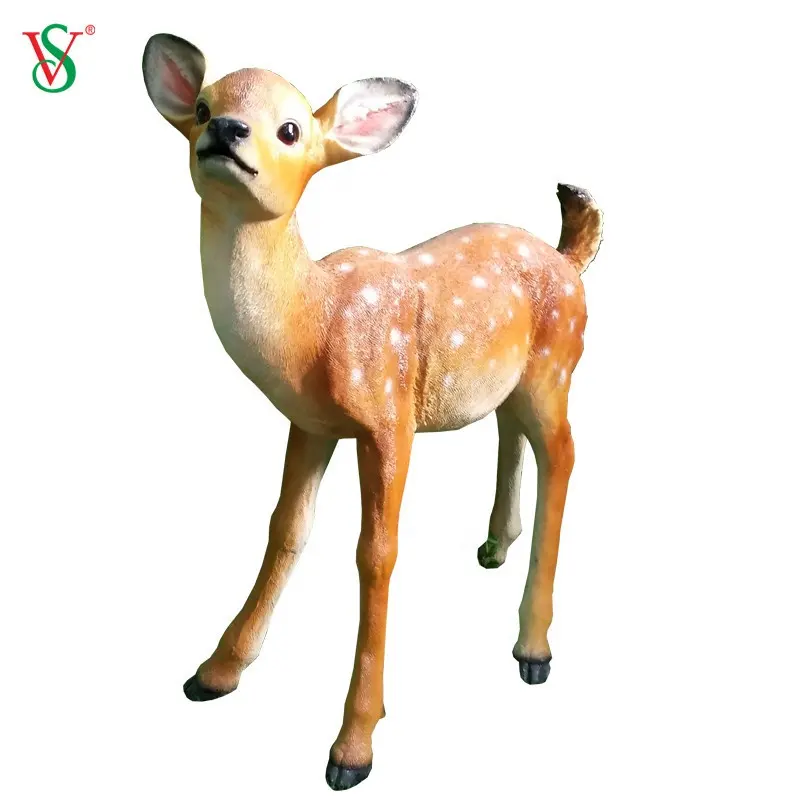 China Factory Supply 3D Christmas Fiberglass Deer Reindeer Animal Statue for Garden