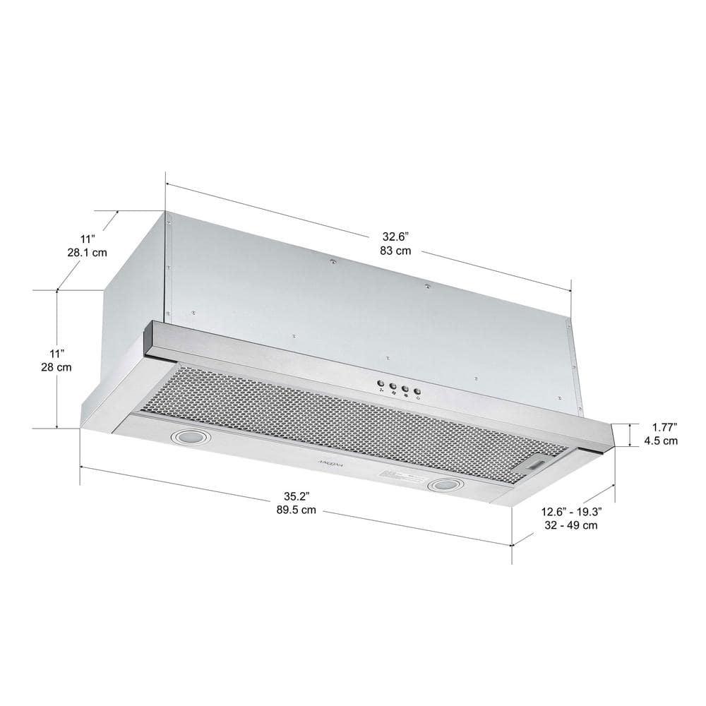 Ancona Forte 436 36 in 425 CFM Ducted BuiltIn Range Hood with LED in Stainless Steel