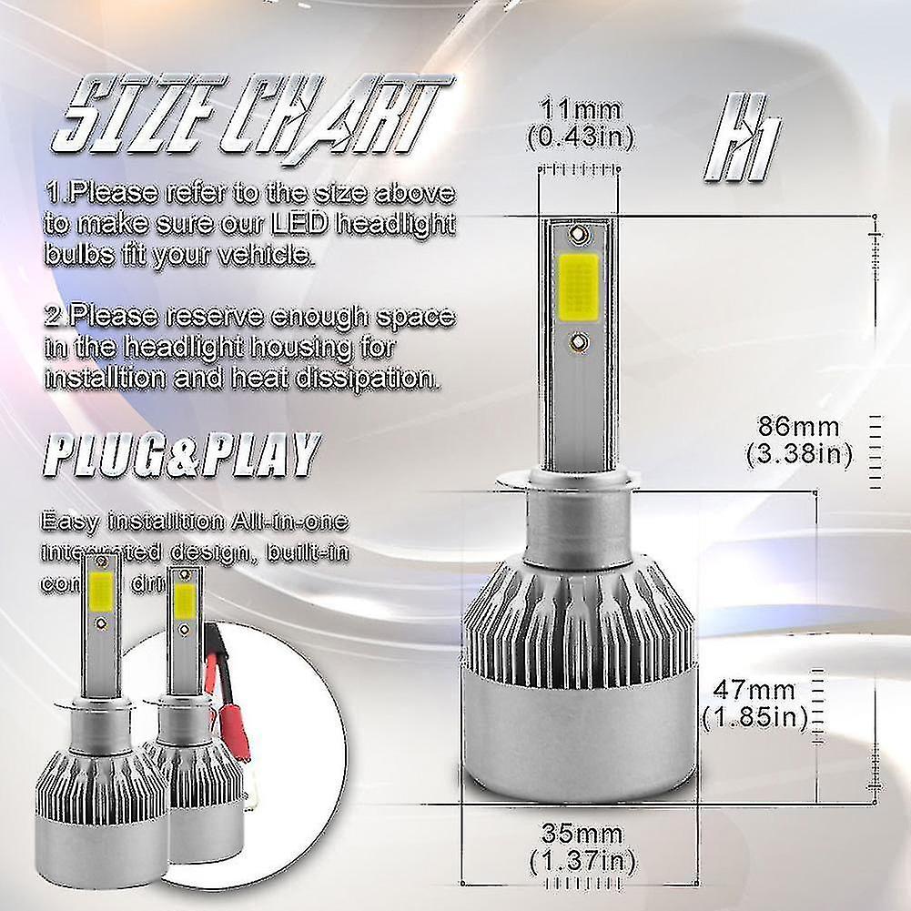 C6 H1 H3 Led Bulbs H7 Led Car S H4 880 H11 Hb3 9005 Hb4 9006 H13 6000k 72w 12v 7200lm Auto