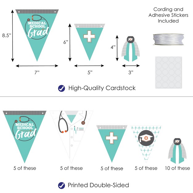 Big Dot Of Happiness 30 Piece Medical School Graduation Party Pennant Triangle Banner