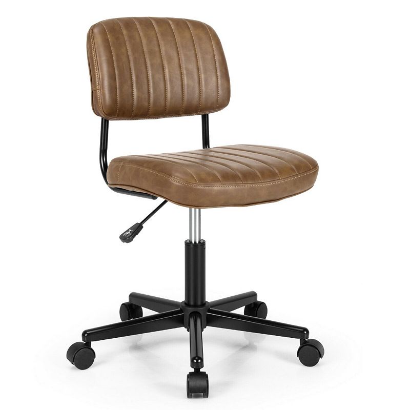 PU Leather Adjustable Office Chair  Swivel Task Chair with Backrest