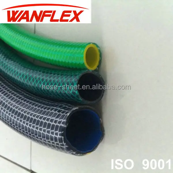 pvc reinforced hose Green color  fiber braided garden hose/tube garden hose Plastic water pipe 12mm