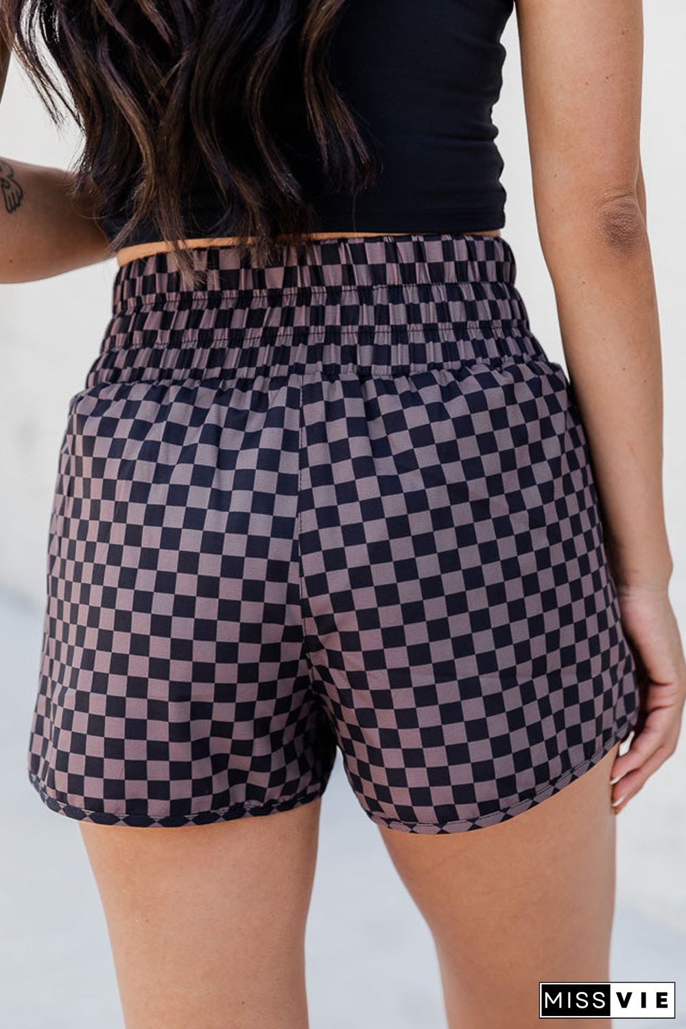 Print High Waisted Athletic Shorts