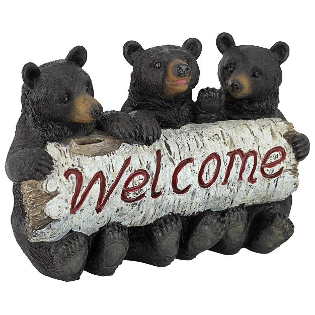 Design Toscano Black Bear Cubs Welcome Statue Multicolored