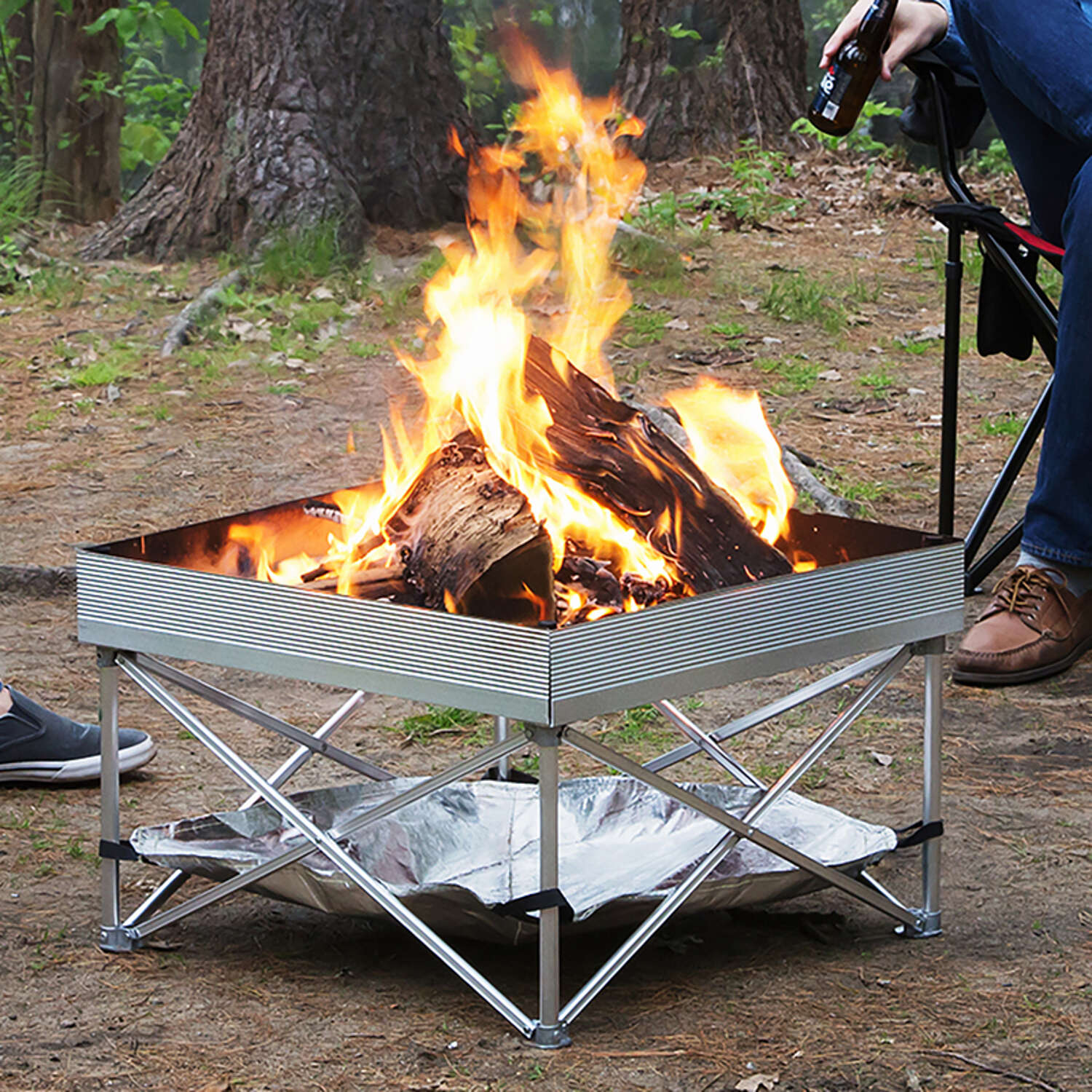 Fireside Outdoor Pop-Up Pit 24 in. W Aluminum Square Wood Fire Pit