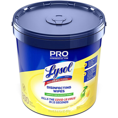 Reckitt Benckiser Lysol Professional Disinfecting Wipe Bucket | 6 x 8， Lemon and Lime Blossom， 800 Wipes