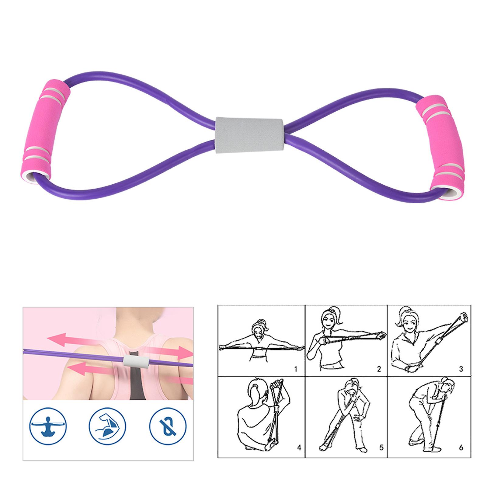 2pcs 8-shaped Pull Rope Chest Expander Elasticity Belt Stretching Strap Yoga Fitness Equipmentpurple