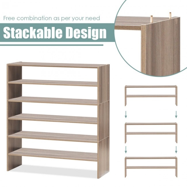 3 piece Stackable 2 tier Shoe Rack Organizer Storage Shelf Set   31\