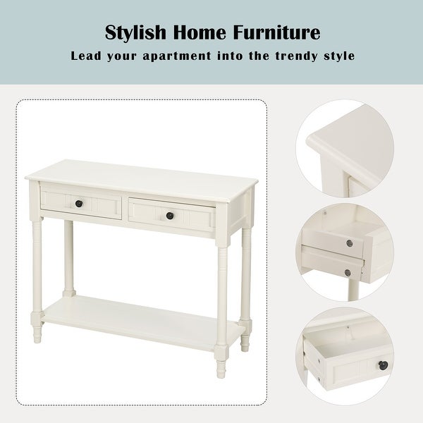 Modern 2-drawer Console Table with Shelf-35.4