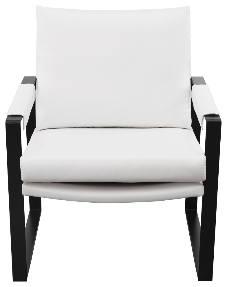 Rosalind Upholstered Track Arms Accent Chair White and Gummetal   Modern   Armchairs And Accent Chairs   by Modon  Houzz