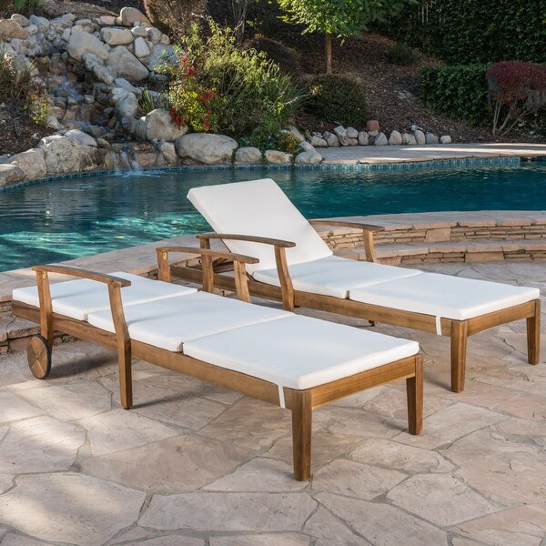 Perla Acacia Wood Chaise Lounge (Set of 2) by Christopher Knight Home