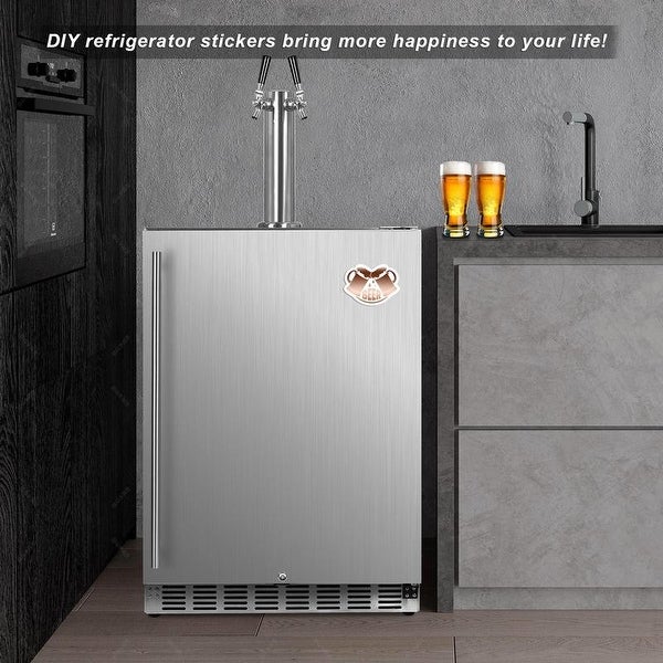 YUKOOL Dual Tap Kegerator， Beer Beverage Dispenser， Beer Cooler Dispenser 5 Gallons， Full Size Keg， 1/4 Keg， 1/6 Keg