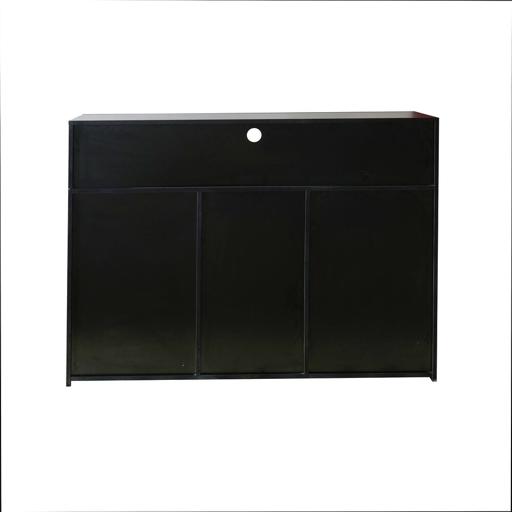 Modern Sideboard Storage Cabinet Black High Gloss with LED Light