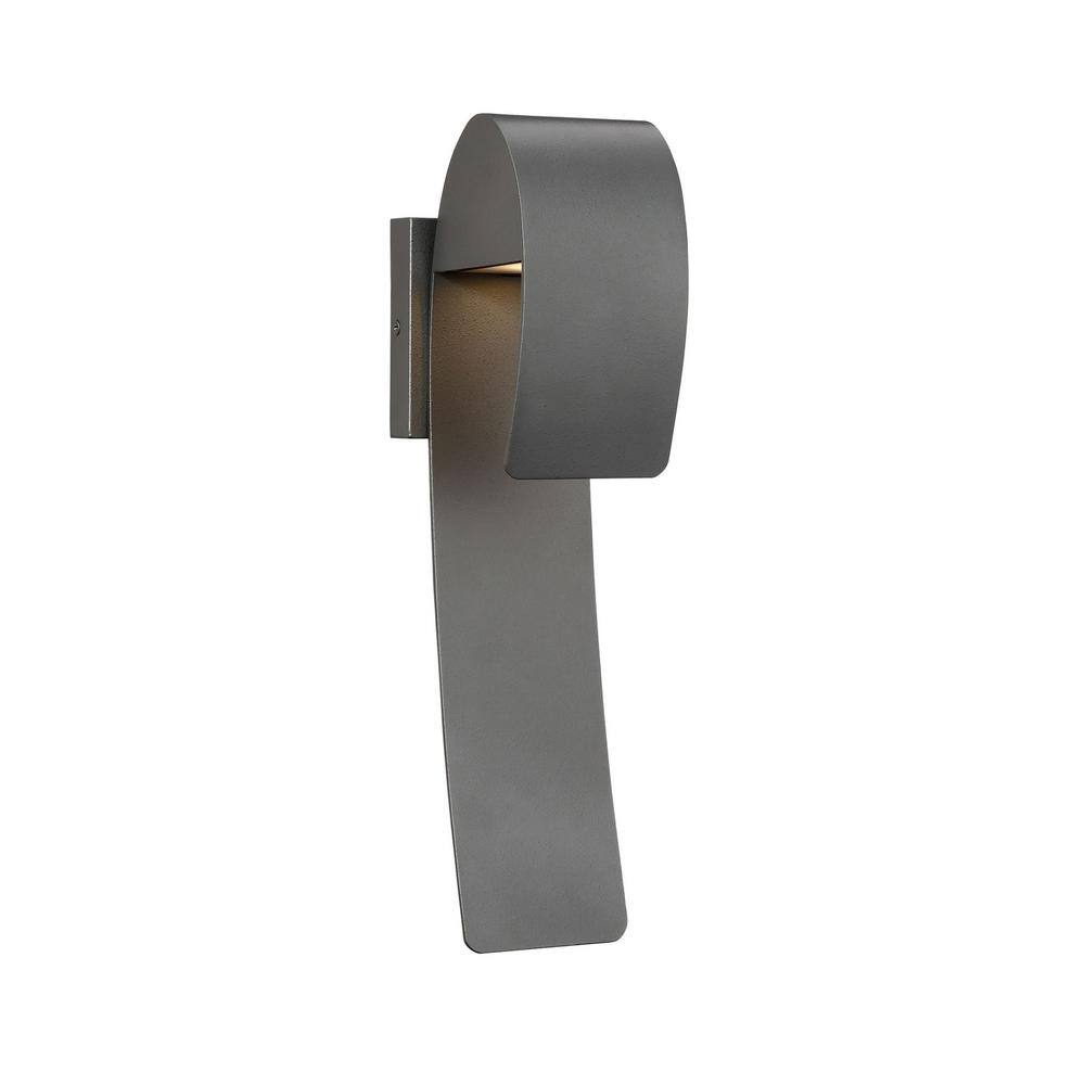 Home Decorators Collection Raveney 1-Light Grey Iron Outdoor Integrated LED Wall Lantern Sconce with Etched Lens 23516