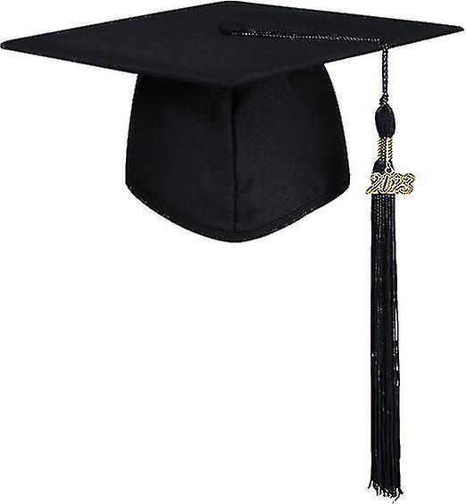 Adult Graduate Hat With Pendant 2023， Unisex High School University Graduation Bachelor Hat Black