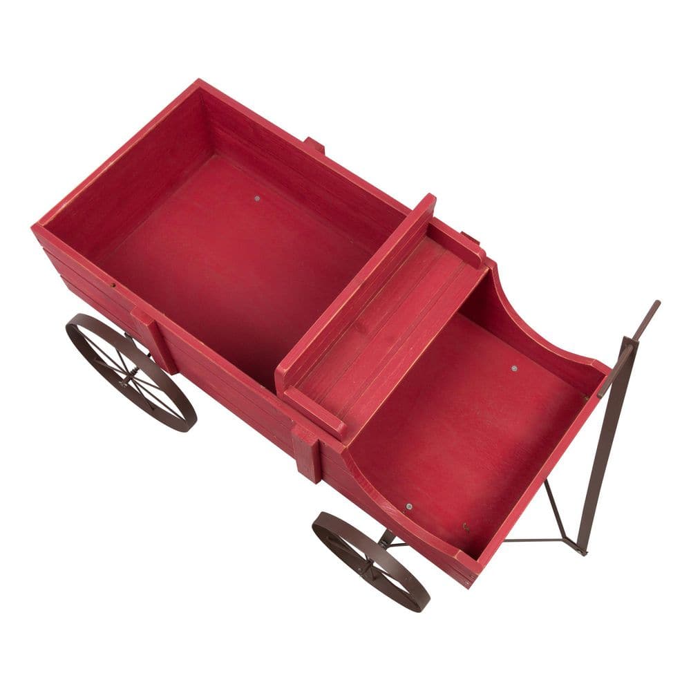 Shine Company 52 in. L Red Cedar Wood Buckboard Amish Wagon Decorative Garden Planter 4942R