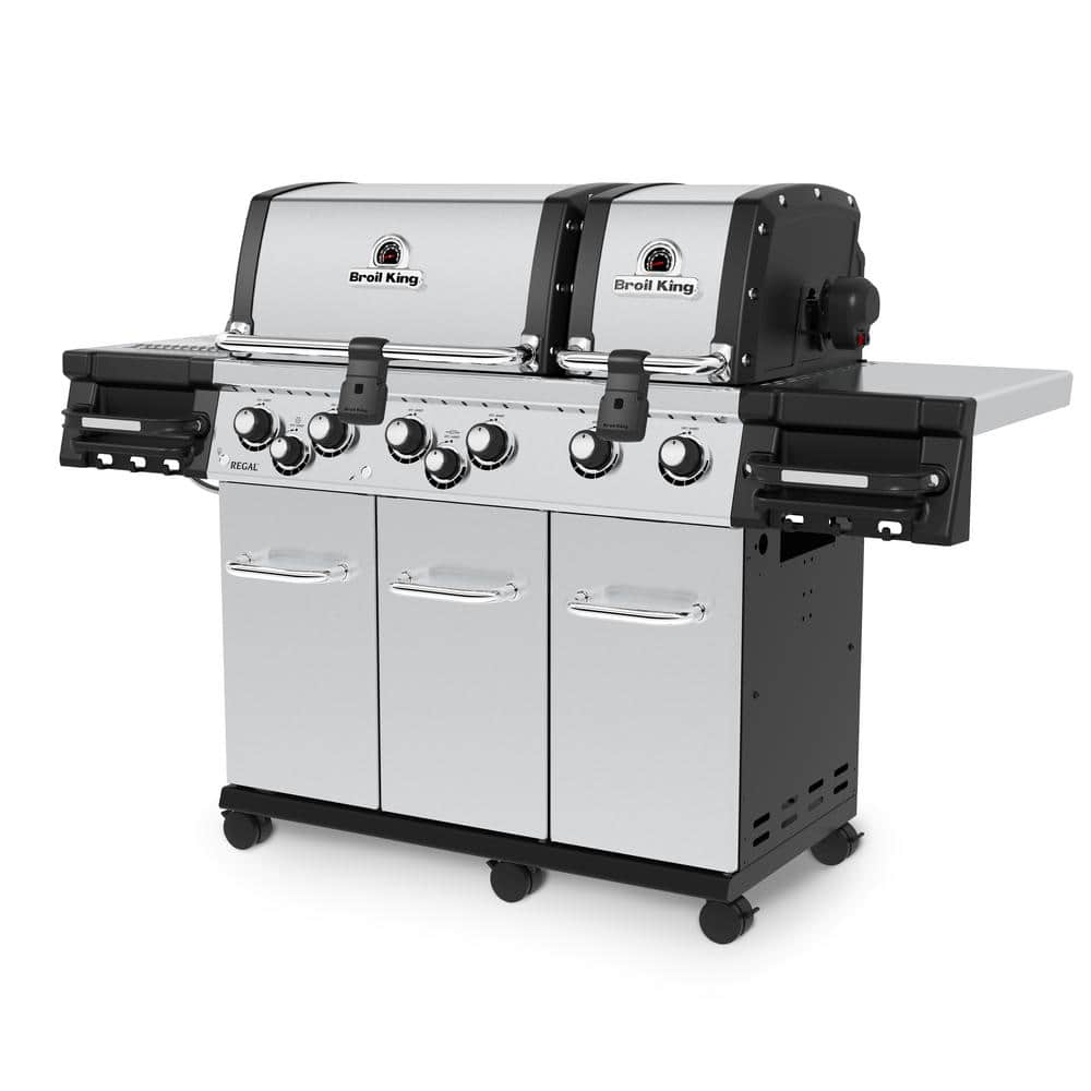 Broil King Regal S 690 PRO IR 6-Burner Propane Gas Grill in Stainless Steel with Infrared Side Burner and Rear Rotisserie Burner 957944