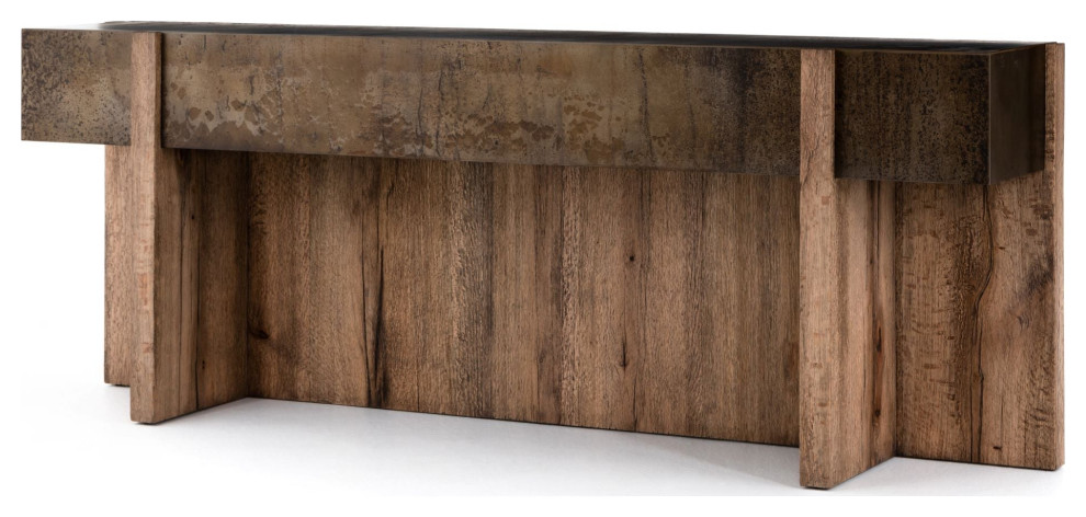 Bingham Console Table Rustic Oak Veneer   Farmhouse   Console Tables   by Old Bones Co.  Studios  Houzz