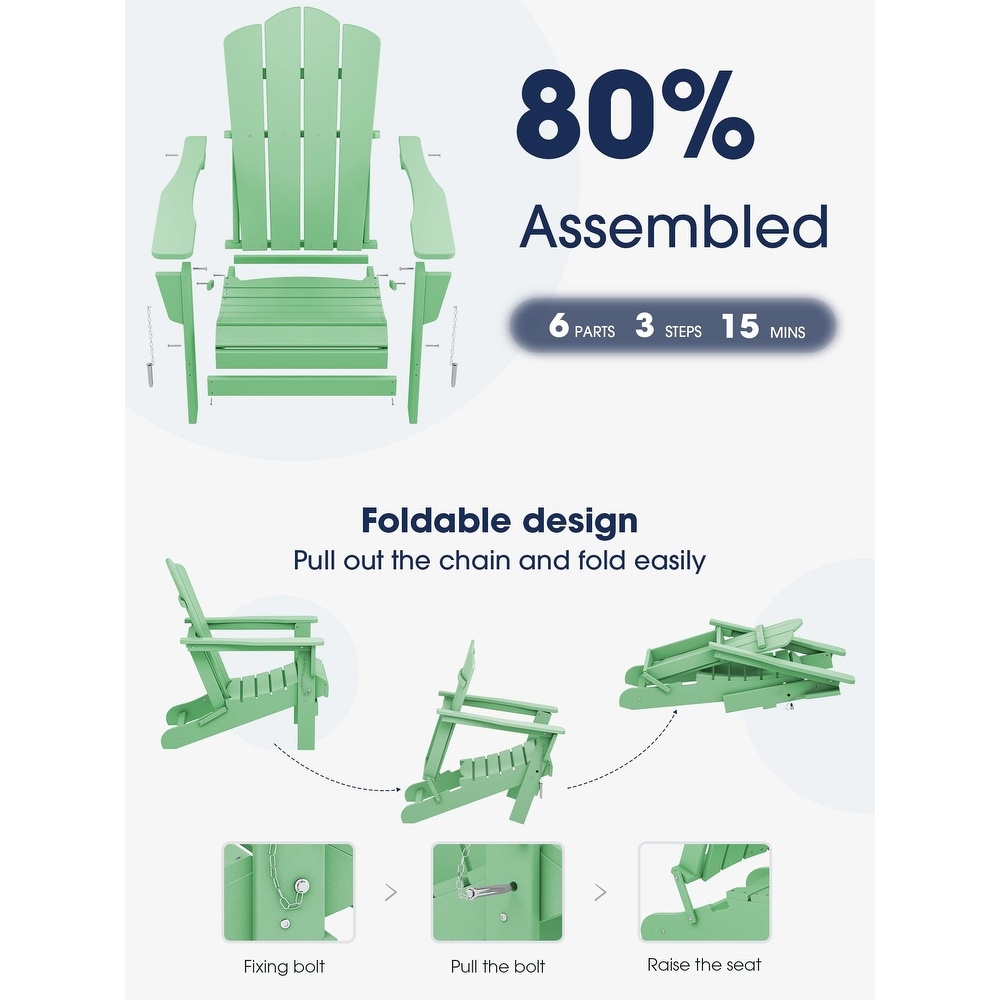 Plastic Folding Outdoor Patio Adirondack Chair With Slat Seat