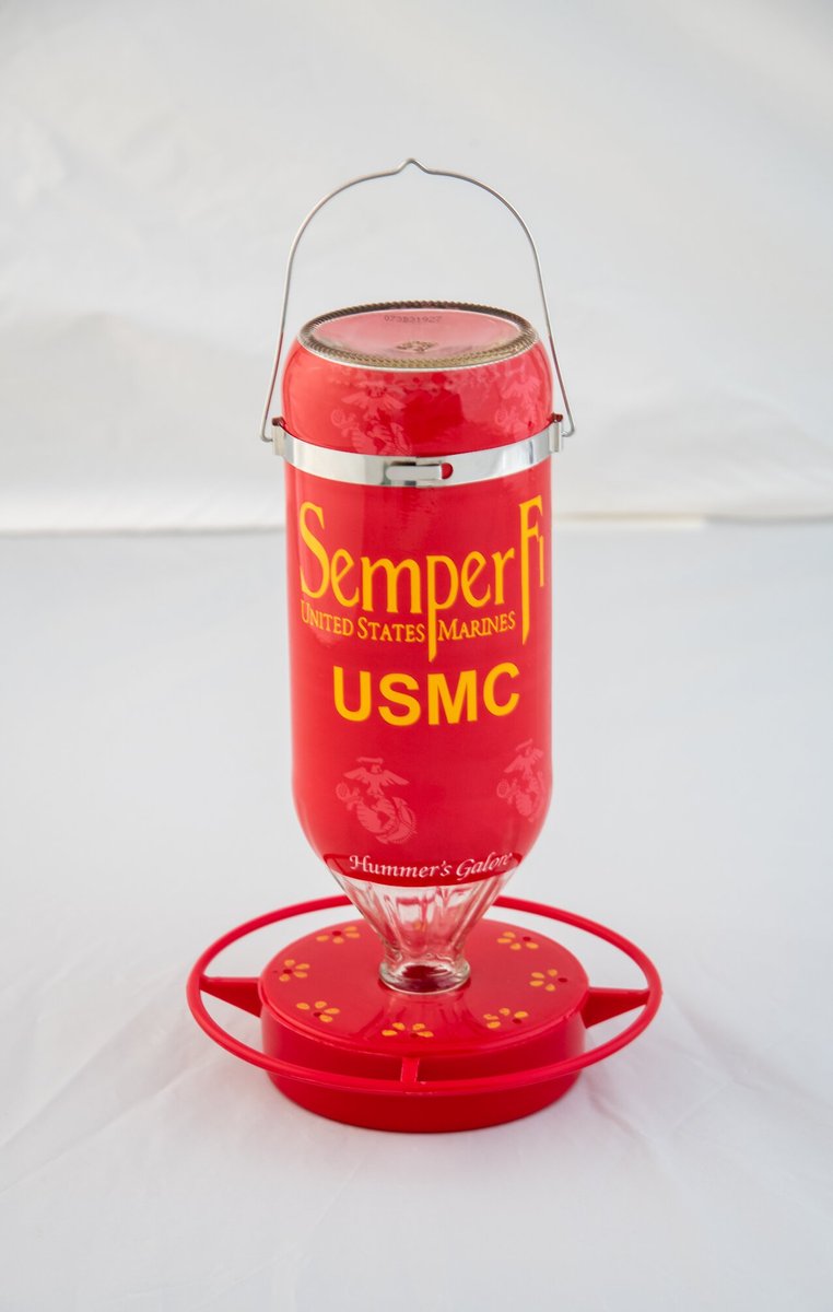 Hummer's Galore United States Marine Corp Hummingbird Feeder， Red， 32-oz