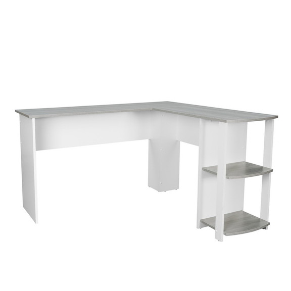 Techni Mobili Modern L Shaped Desk with Side Shelv...