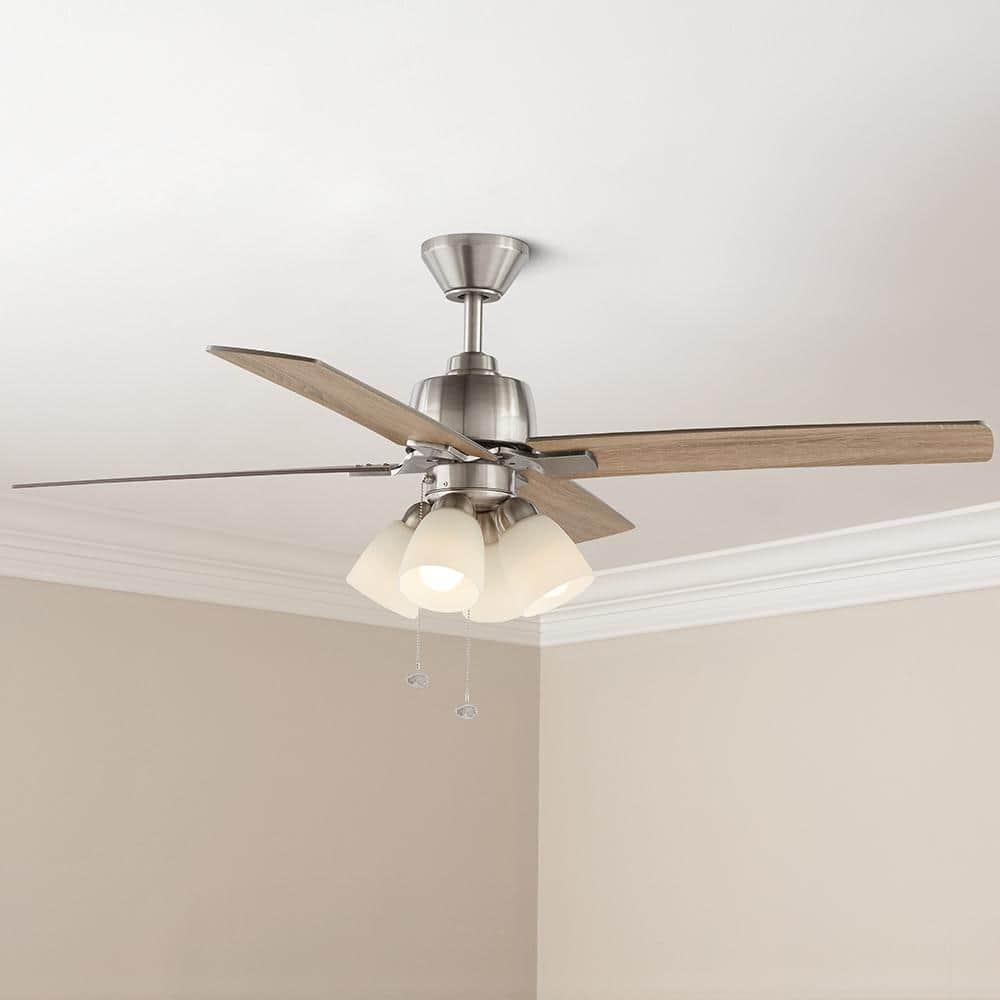 Hampton Bay Malone 54 in LED Brushed Nickel Ceiling Fan with Light Kit