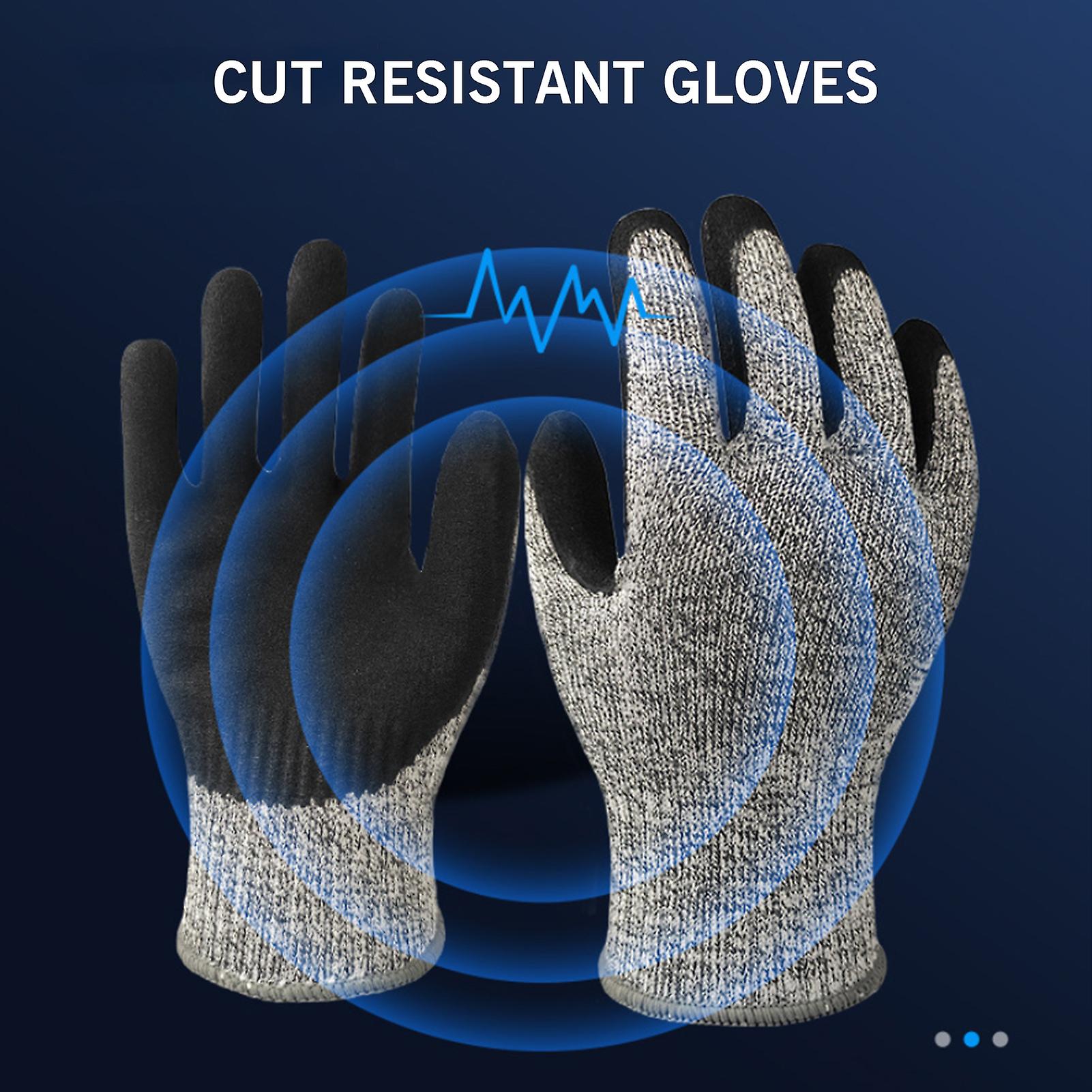 Cut Resistant Gloves Nitrile Coated Safety Work Gloves Excellent Grip On Plam and Fingers For Woodworking Construction Gardening Level 5 Protection No.3