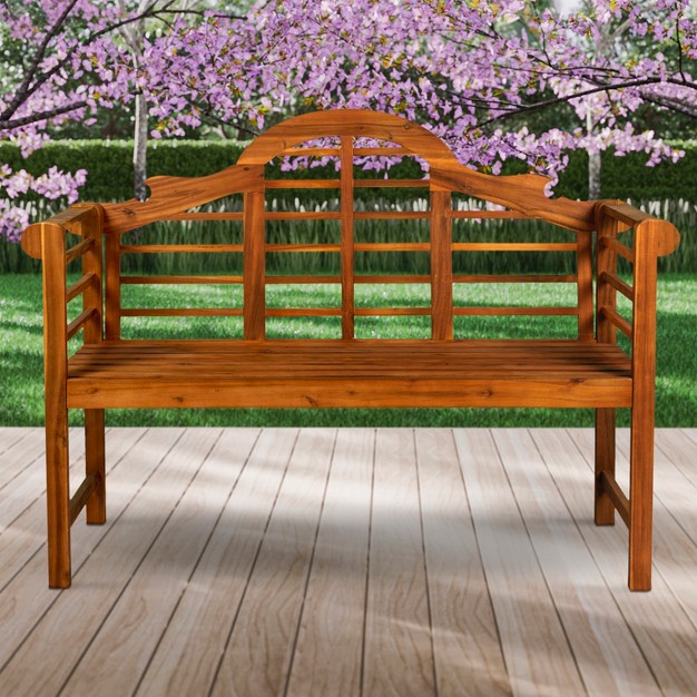 Lutyens 3 seat Arched Acacia Wood Outdoor Garden Patio Bench Jonathan Y