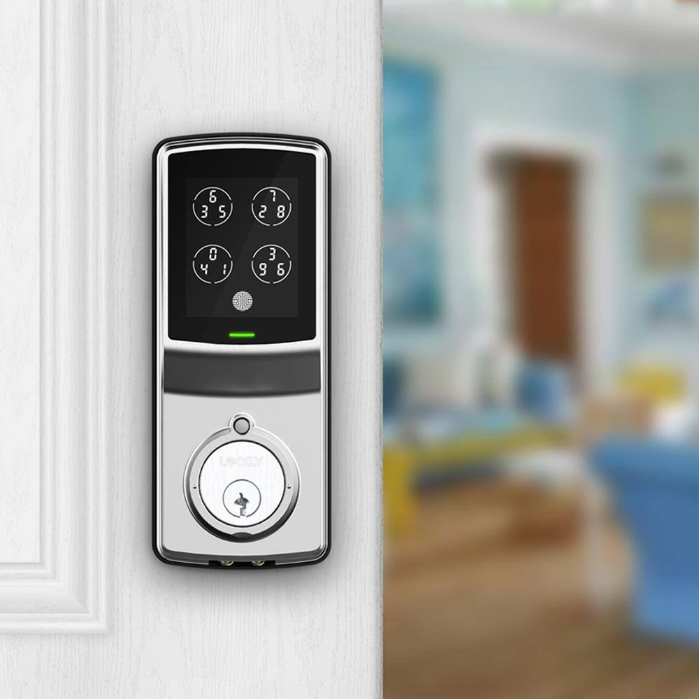 Lockly Model-S Satin Nickel Single-Cylinder Alarmed Lock Deadbolt with Keypad Bluetooth and Discrete PIN Code Input PGD7SSN