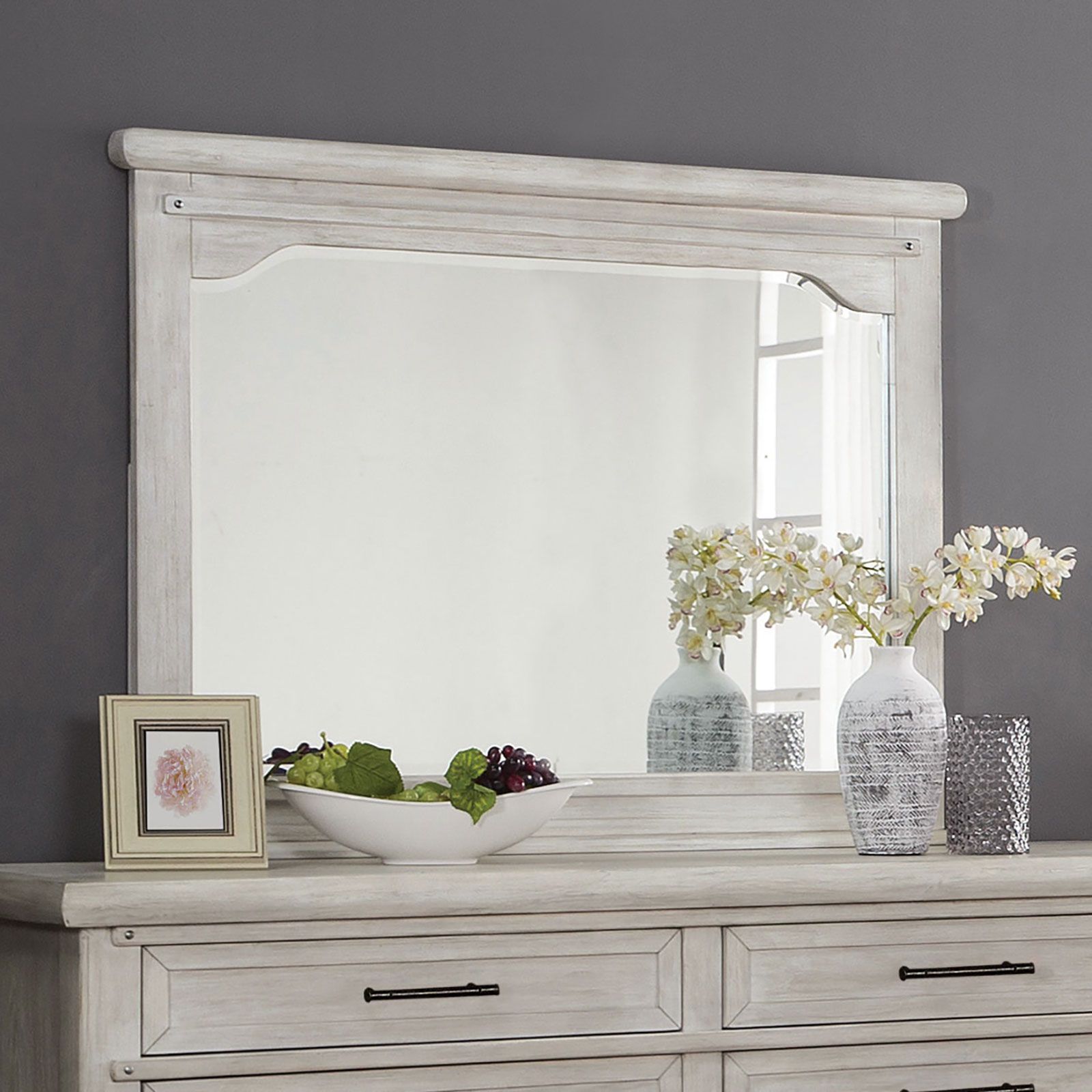 Shawnette 5mm Beveled Mirror  Antique White