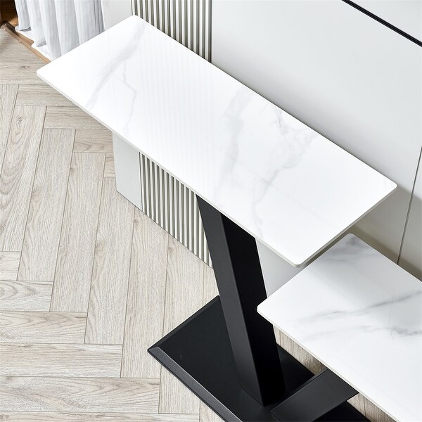 Console Table，Exquisite Shape Design w/ Adjustable Foot Pads