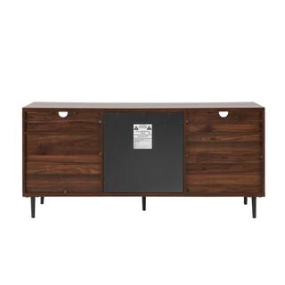 Welwick Designs 60 in. Dark Walnut Composite TV Stand with 2 Drawer Fits TVs Up to 66 in. with Electric Fireplace HD8345