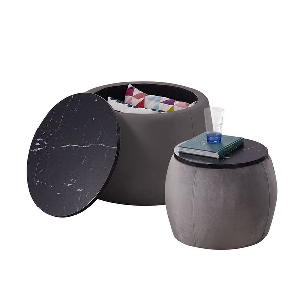 Set Of 2 End Table with Storage with Reversible Lid Tray