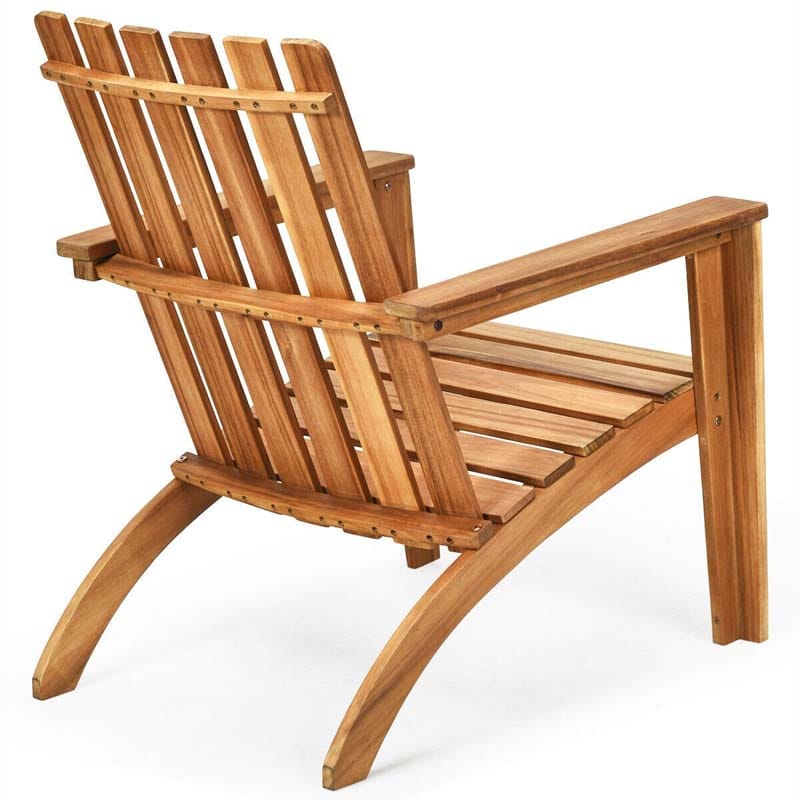 Adirondack Chair Acacia Wood Outdoor Patio Chair, Weather Resistant Campfire Chair for Lawn Seating