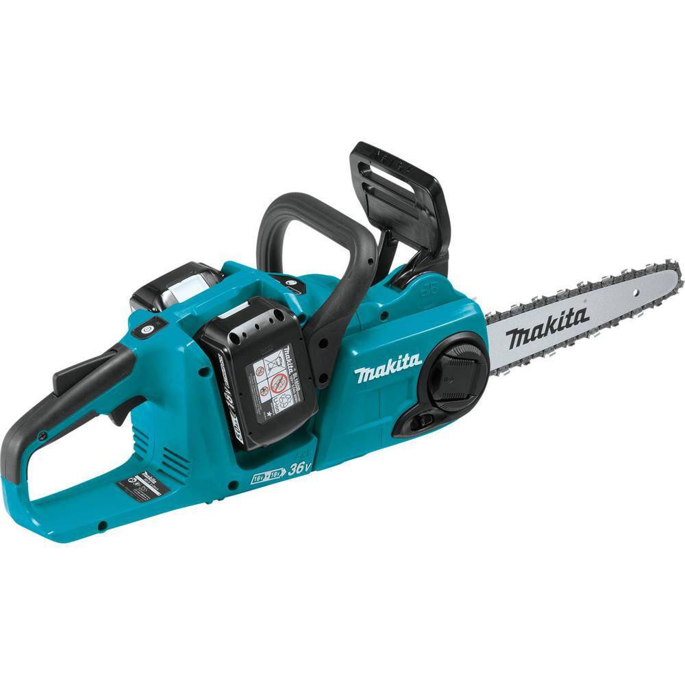 Makita LXT 14 in. 18V X2 (36V) Lithium-Ion Brushless Battery Rear Handle Chain Saw Kit w (2) Batteries 5.0Ah Charger XCU03PT