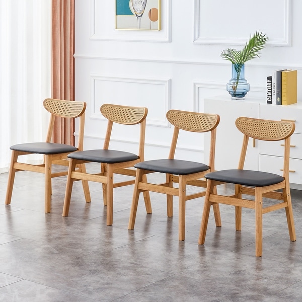 Set of 4 Solid Wood Dining Chair with Curved Backrest