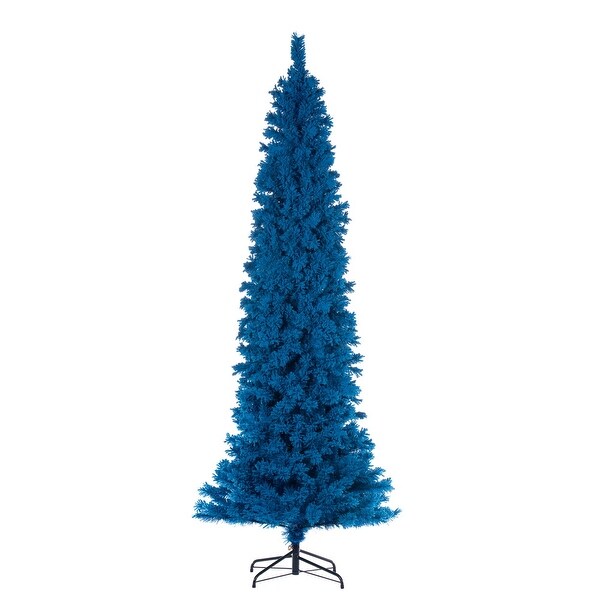 Vickerman 6.5' x 27 Flocked Turquoise Fir Artificial Unlit Pencil Christmas Tree.