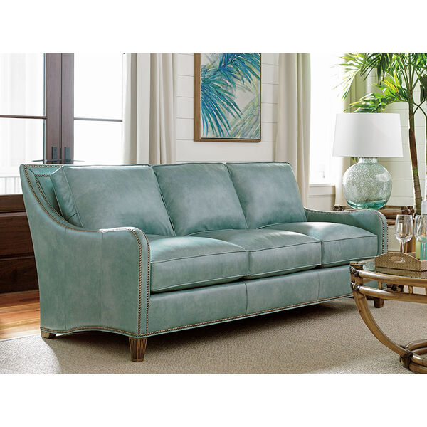 Twin Palms Green Koko Leather Sofa