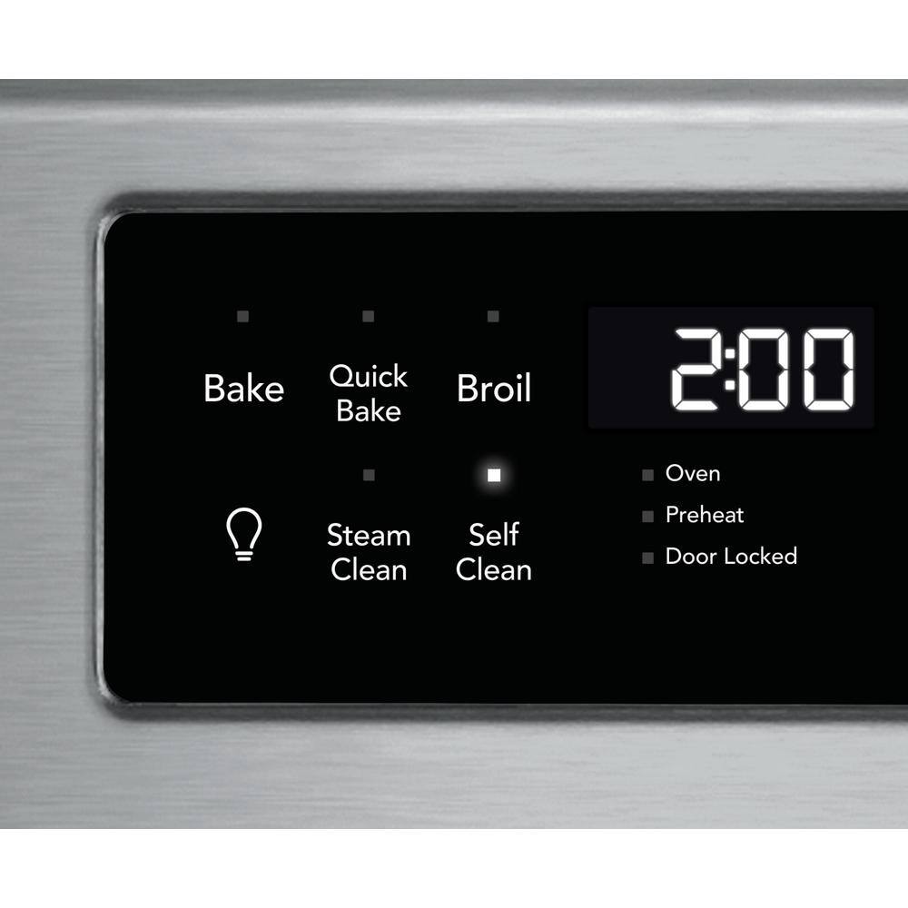 FRIGIDAIRE GALLERY 30 in. 5.4 cu. ft. Single Oven Electric Range with Steam Clean Quick Bake Convection Smudge-Proof Stainless Steel Oven GCRE3038AF