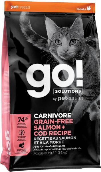 Go! Solutions Carnivore Grain-Free Salmon + Cod Recipe Dry Cat Food 